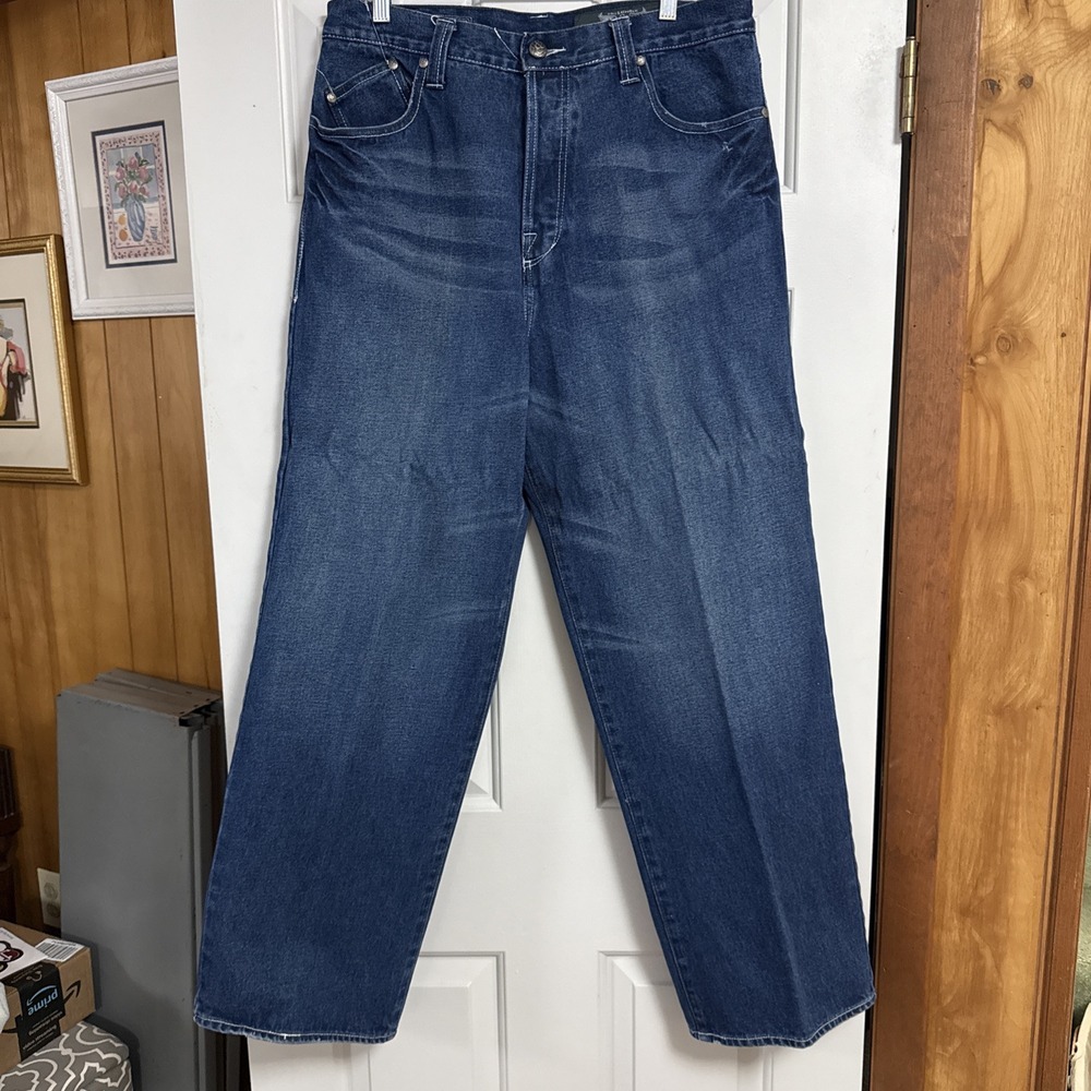Vintage Rock & Republic Mens Hip Hop Baggy Distressed Whiskers Blue Jeans 36‎
